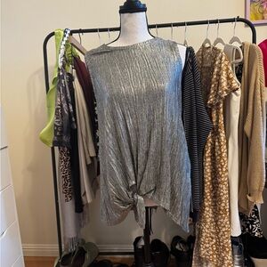 INC International Concepts Silver Gray Tie Front Blouse